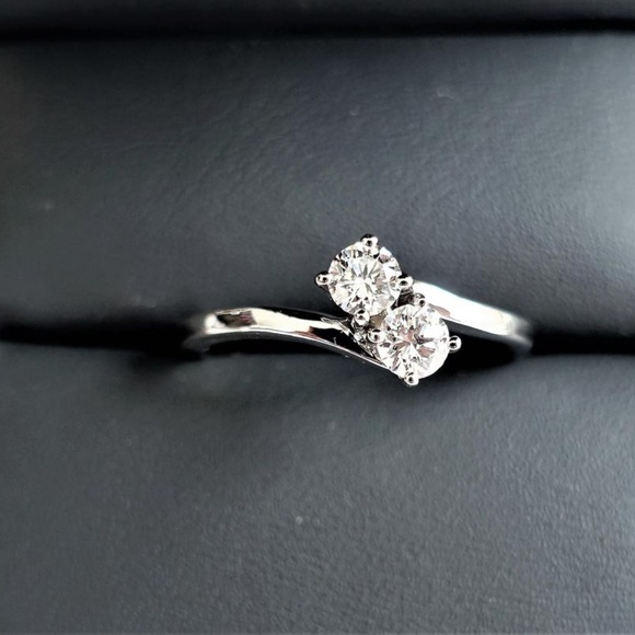 18k Wg Two Stone 1/2 CtDiamond G Color Vs2 Clarity - Picture 5 of 8